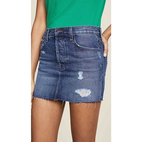 💕J BRAND💕 Deconstructed Distressed Denim Skirt - Picture 1 of 8